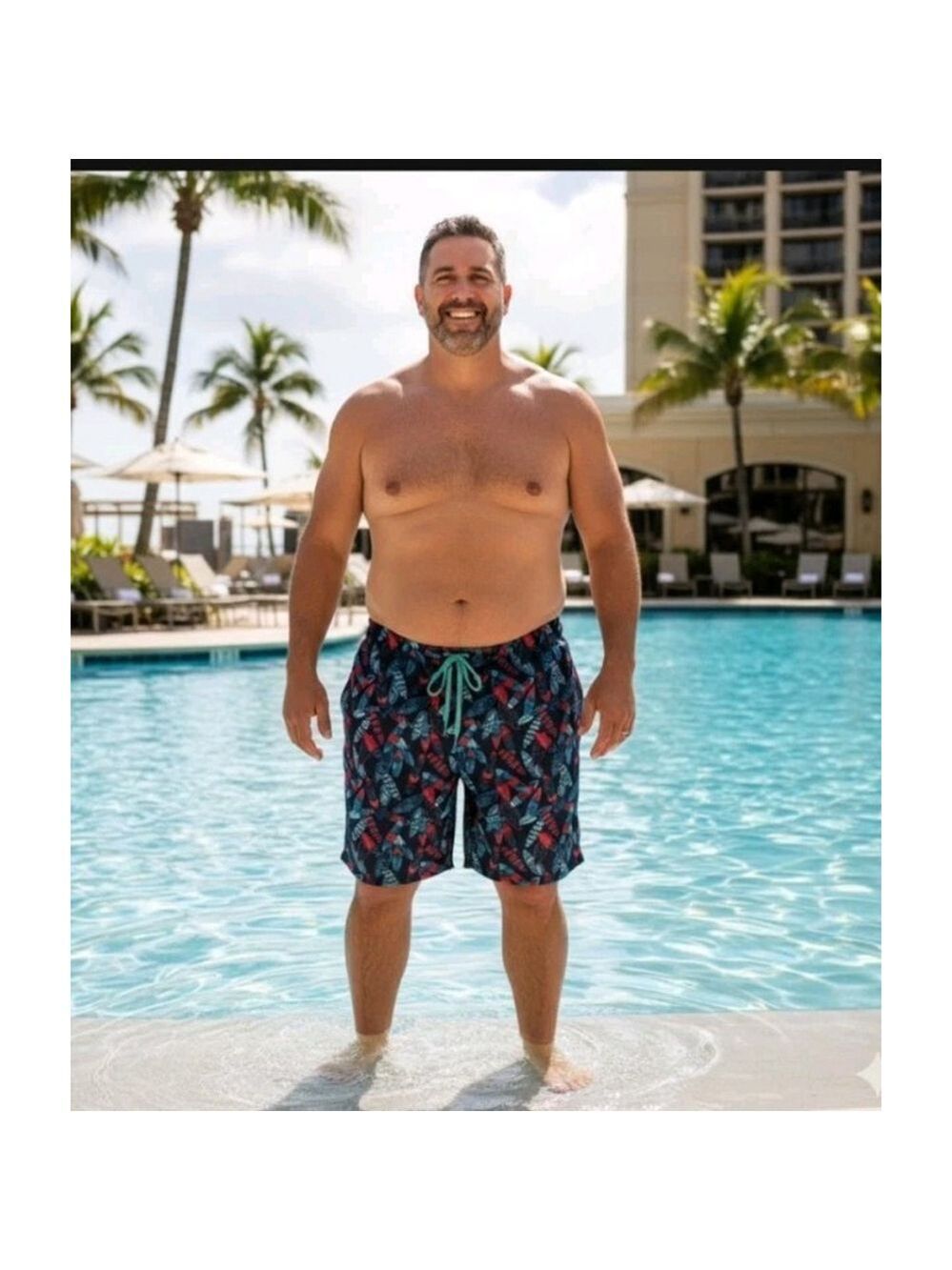 True Nation DXL Big Tall Blue Surfboard Swim Trunks Size 3XL Athleisure Liner